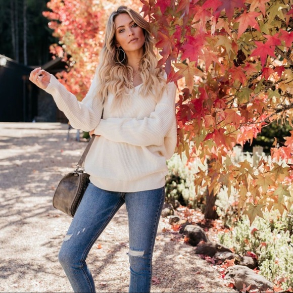 LENORA Twist Back Sweater in Harvest White - Picture 6 of 8